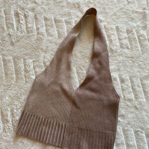 Elegant Brown Halter Sweater